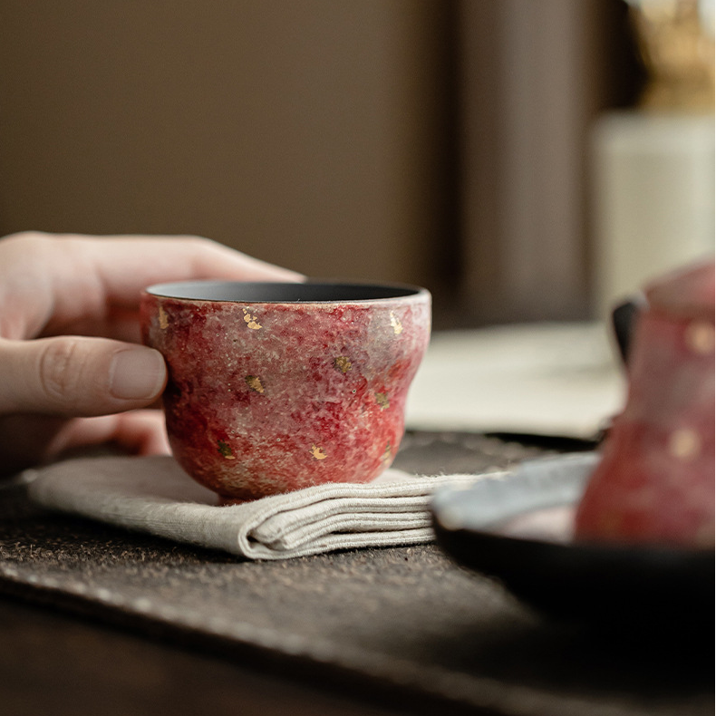 Japanese Style Red Stoneware Tea Cup 70ml