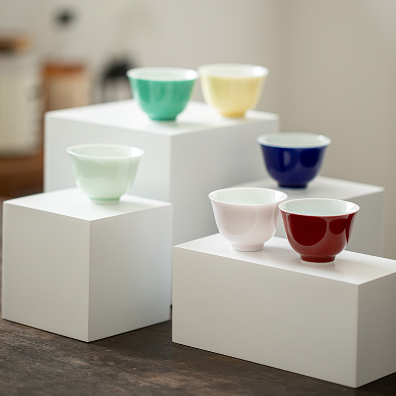 Monochrome Porcelain Tea Cup 60ml, 6 Colors Optional