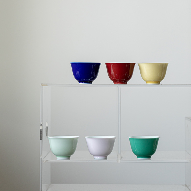 Monochrome Porcelain Tea Cup 60ml, 6 Colors Optional