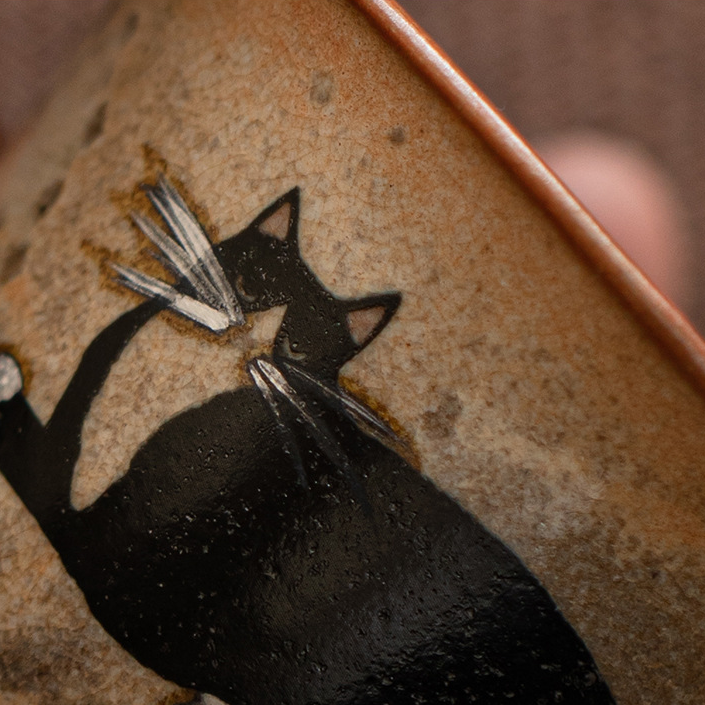 Japanese Shino Ware Style Black Cat Gaiwan 100ml