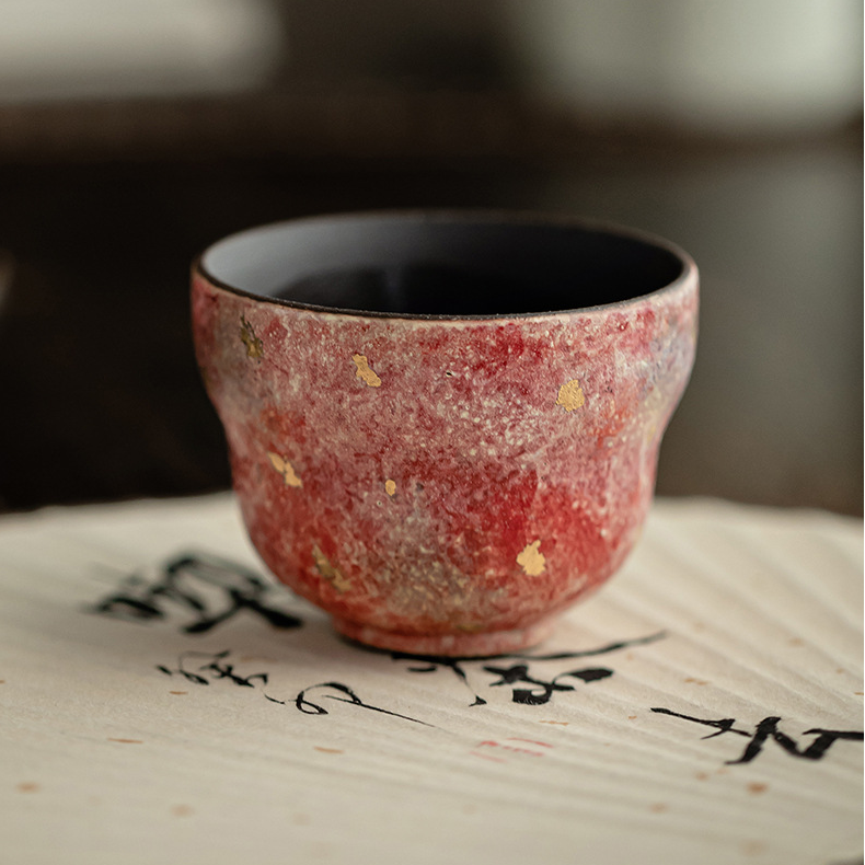 Japanese Style Red Stoneware Tea Cup 70ml