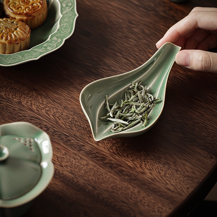 Clover Celadon Porcelain Scoop