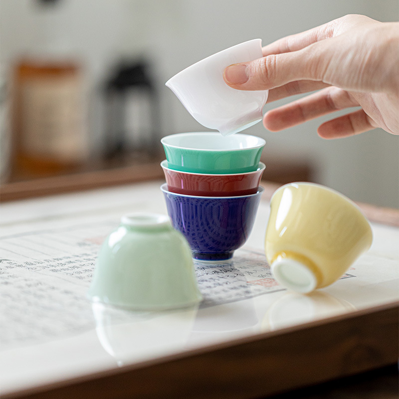 Monochrome Porcelain Tea Cup 60ml, 6 Colors Optional