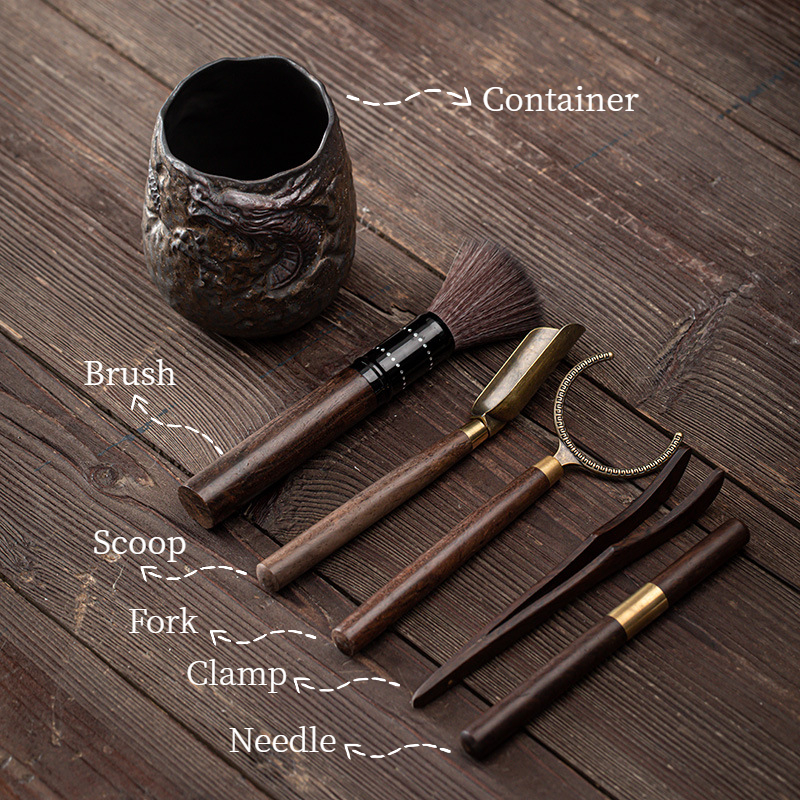Dragon and Lotus Tea Ceremony Tool Kit, Kung Fu Tea Accessories Set with Ceramic Container
