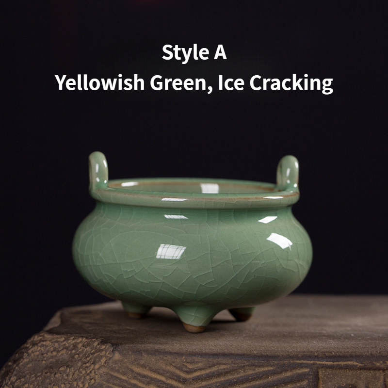 Ceramic Incense Burner, Classic Chinese Porcelain Color Glazed, 6 Colors Available