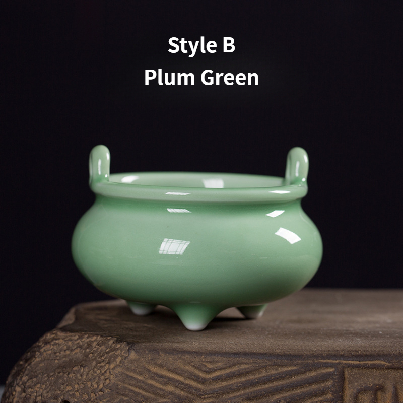 Ceramic Incense Burner, Classic Chinese Porcelain Color Glazed, 6 Colors Available