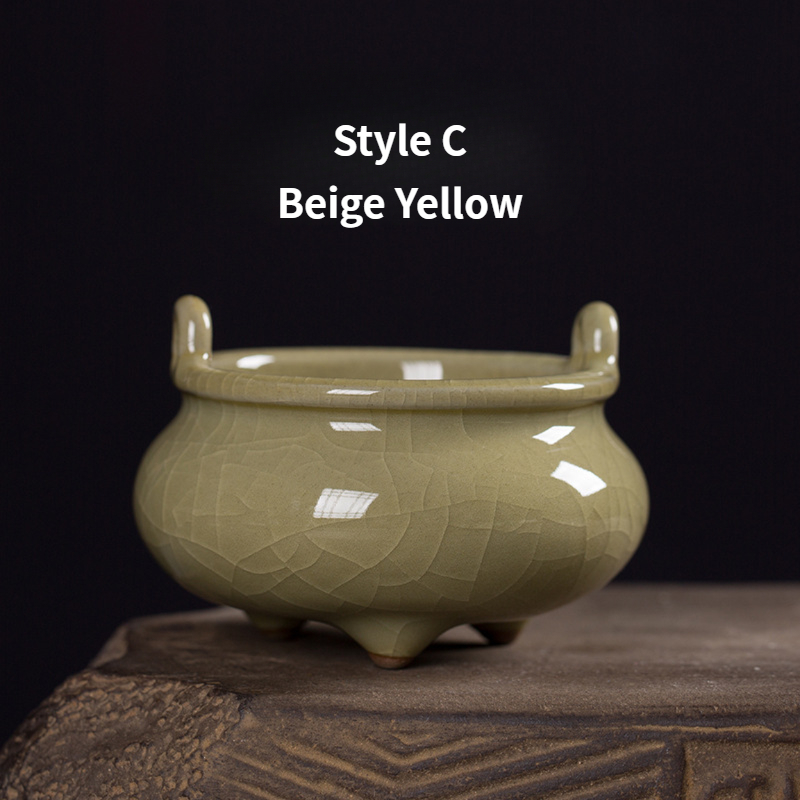Ceramic Incense Burner, Classic Chinese Porcelain Color Glazed, 6 Colors Available