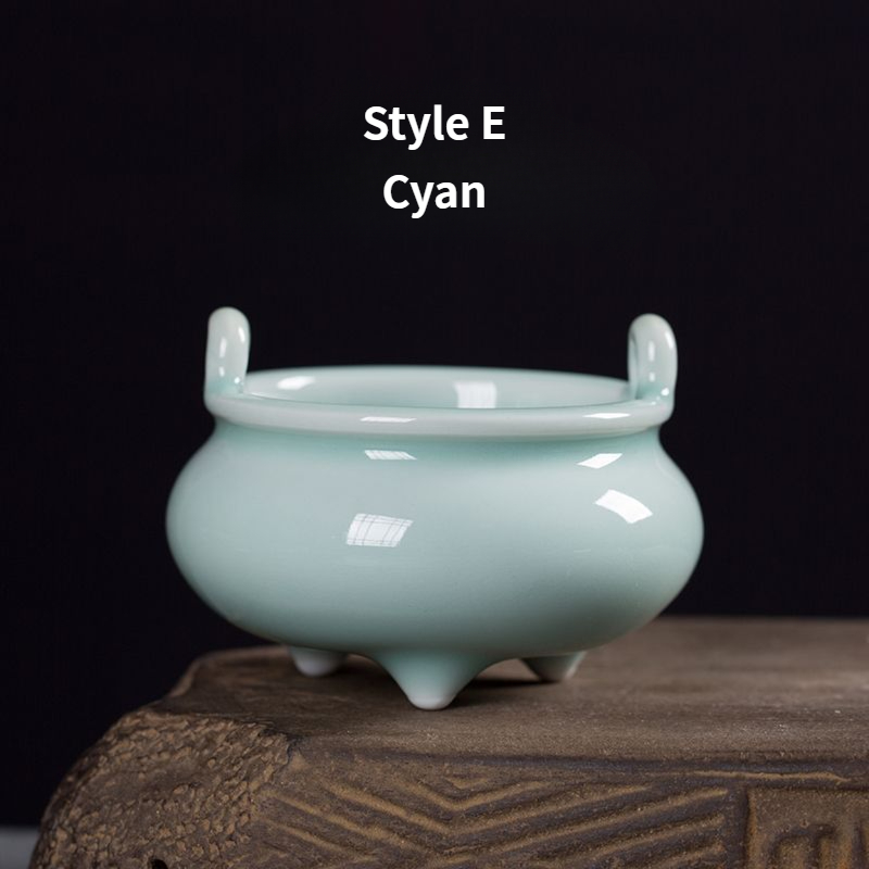 Ceramic Incense Burner, Classic Chinese Porcelain Color Glazed, 6 Colors Available