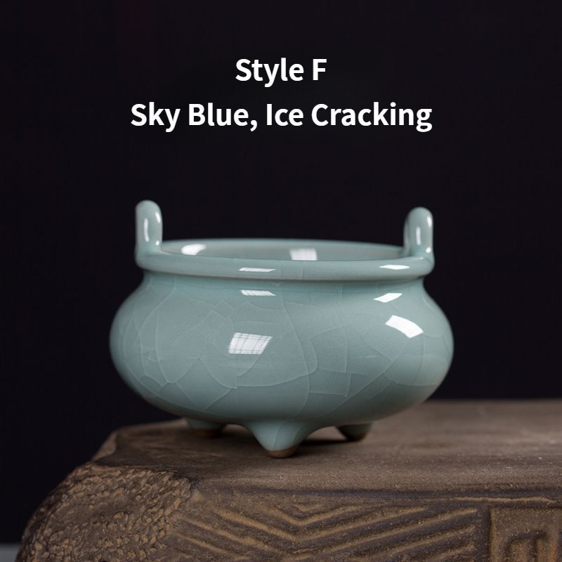 Ceramic Incense Burner, Classic Chinese Porcelain Color Glazed, 6 Colors Available