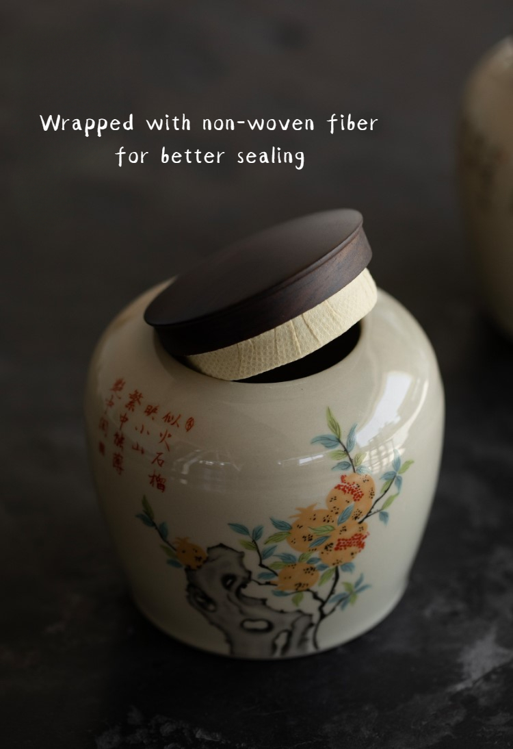 Ceramic Tea Canister 300ml, Ash Grey Glazed with 5 Different Patterns