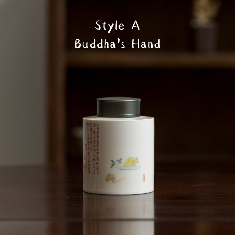 Ceramic Tea Canister 330ml with Flower and Poem Deco