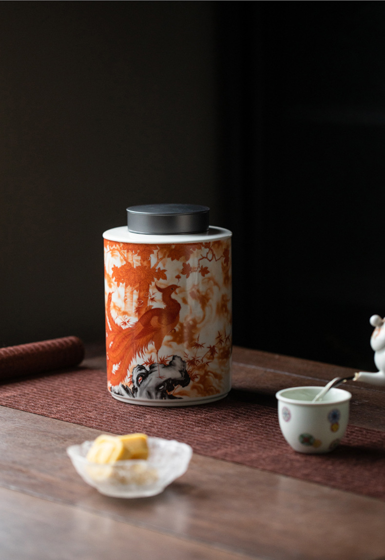 Flaming Phoenix Large Volume Tea Caddy
