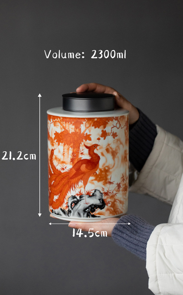 Flaming Phoenix Large Volume Tea Caddy