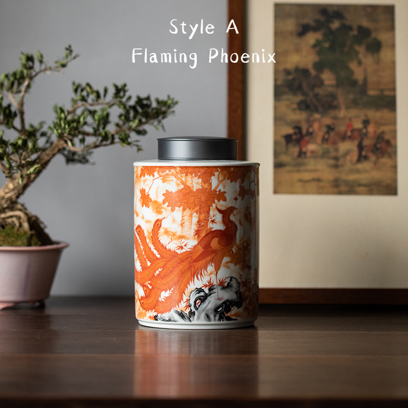 Flaming Phoenix Large Volume Tea Caddy