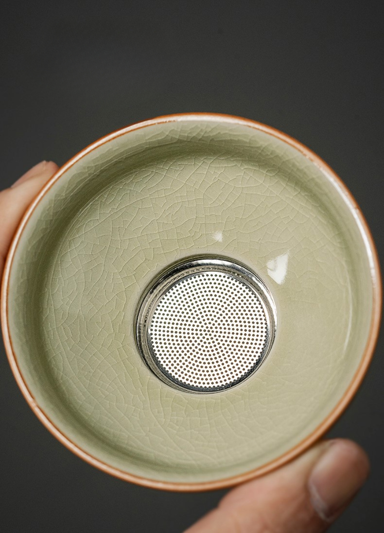 Landscape Strainer Set, Porcelain Stainer+Holder, Chinese Kungfu ea Accessory