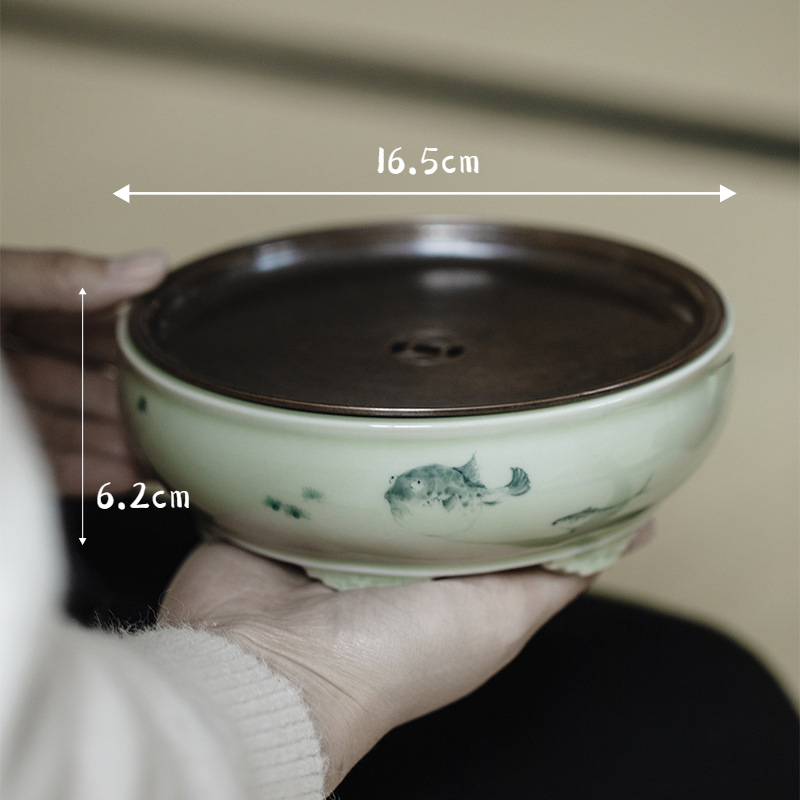 Ceramic Tea Tray Balloonfish Pattern, Kung Fu Tea Pot Holder Trivet