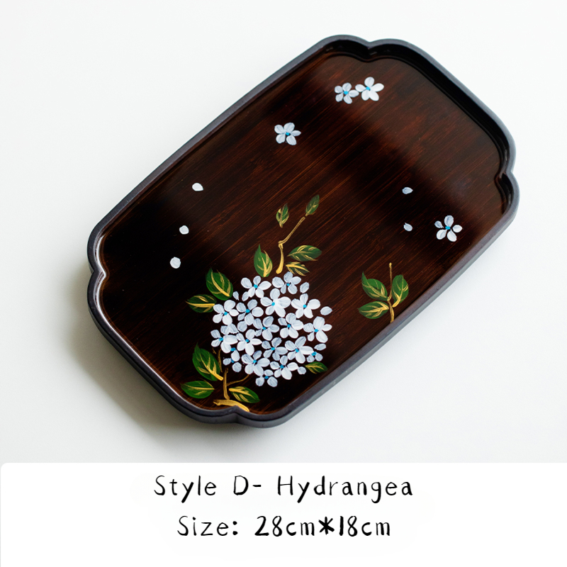 Bamboo Tea Tray Flower Patterns 5 Styles