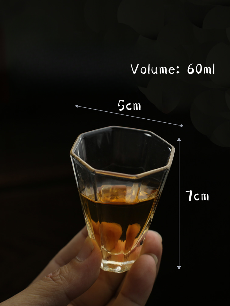 Octangular Glass Cup, Japanese Style Kungfu Tea Cup 60ml