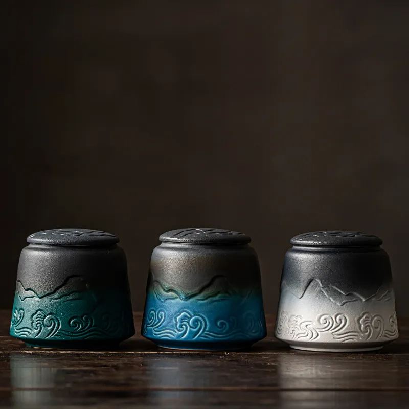 Japanese Style Ceramic Tea/Coffee Container Cans Canister, Tea Leaf Storage Sugar Canister