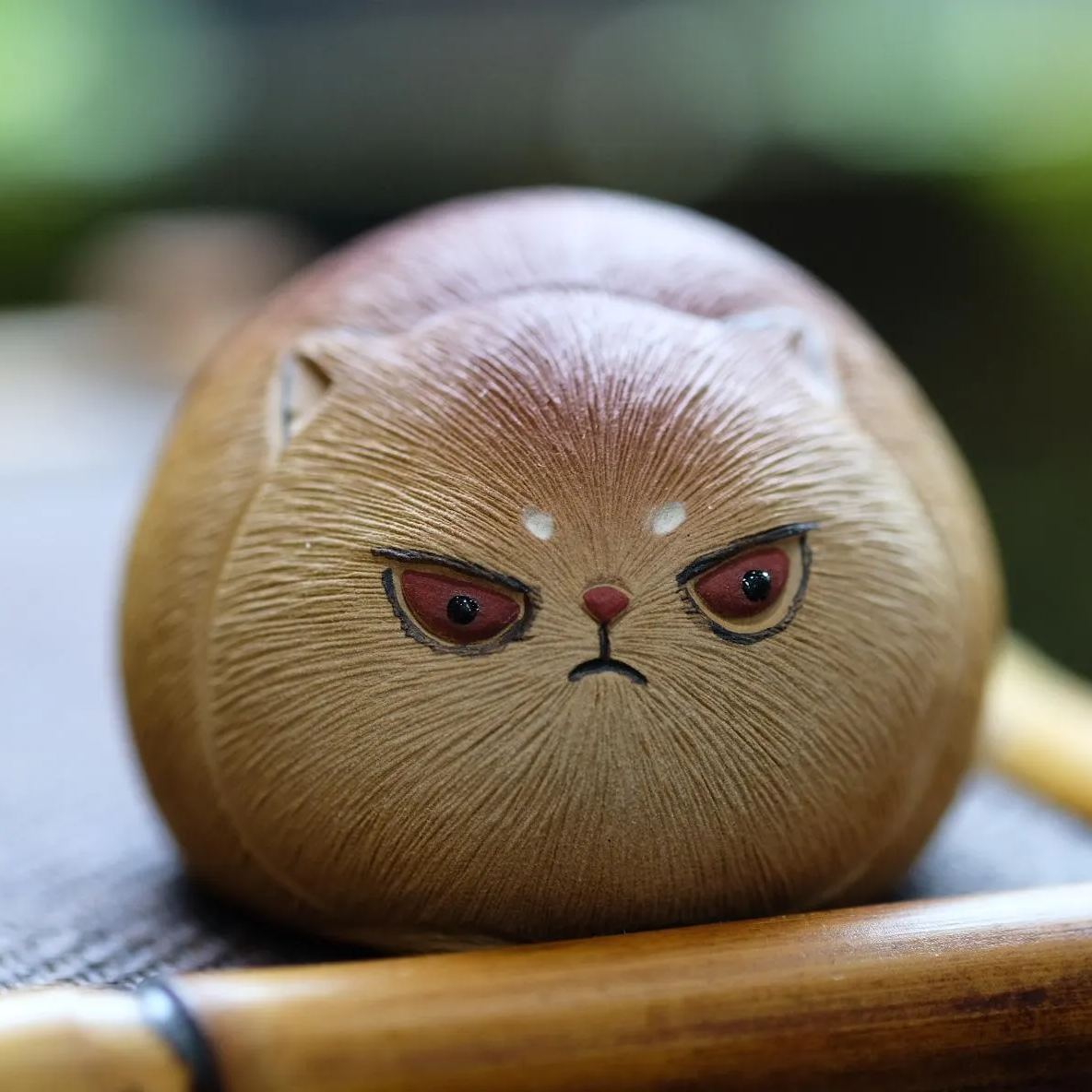 Grumpy Cat Figurine, Handmade Ceramic Tea Pet, Made of Yixing Zisha Clay