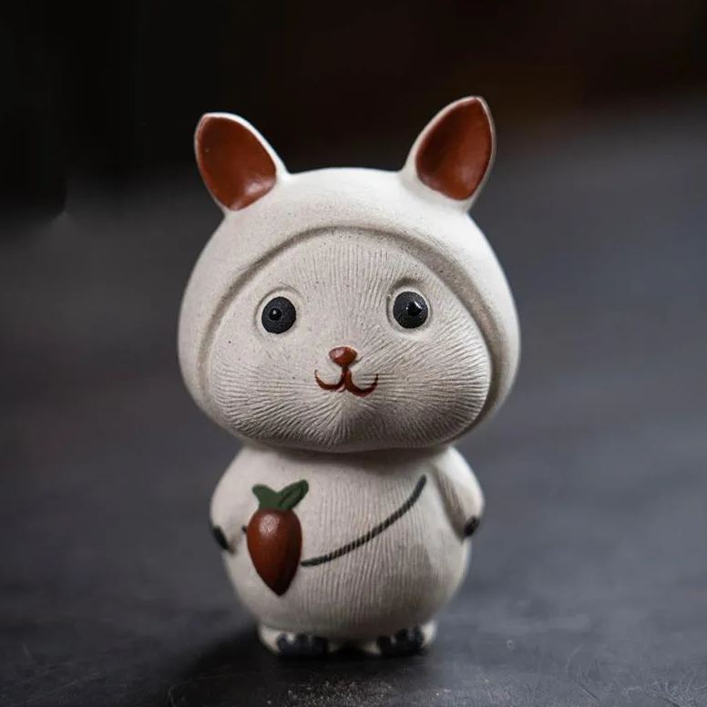 Baby Rabbit Figurine, Ceramic Rabbit Tea Pet