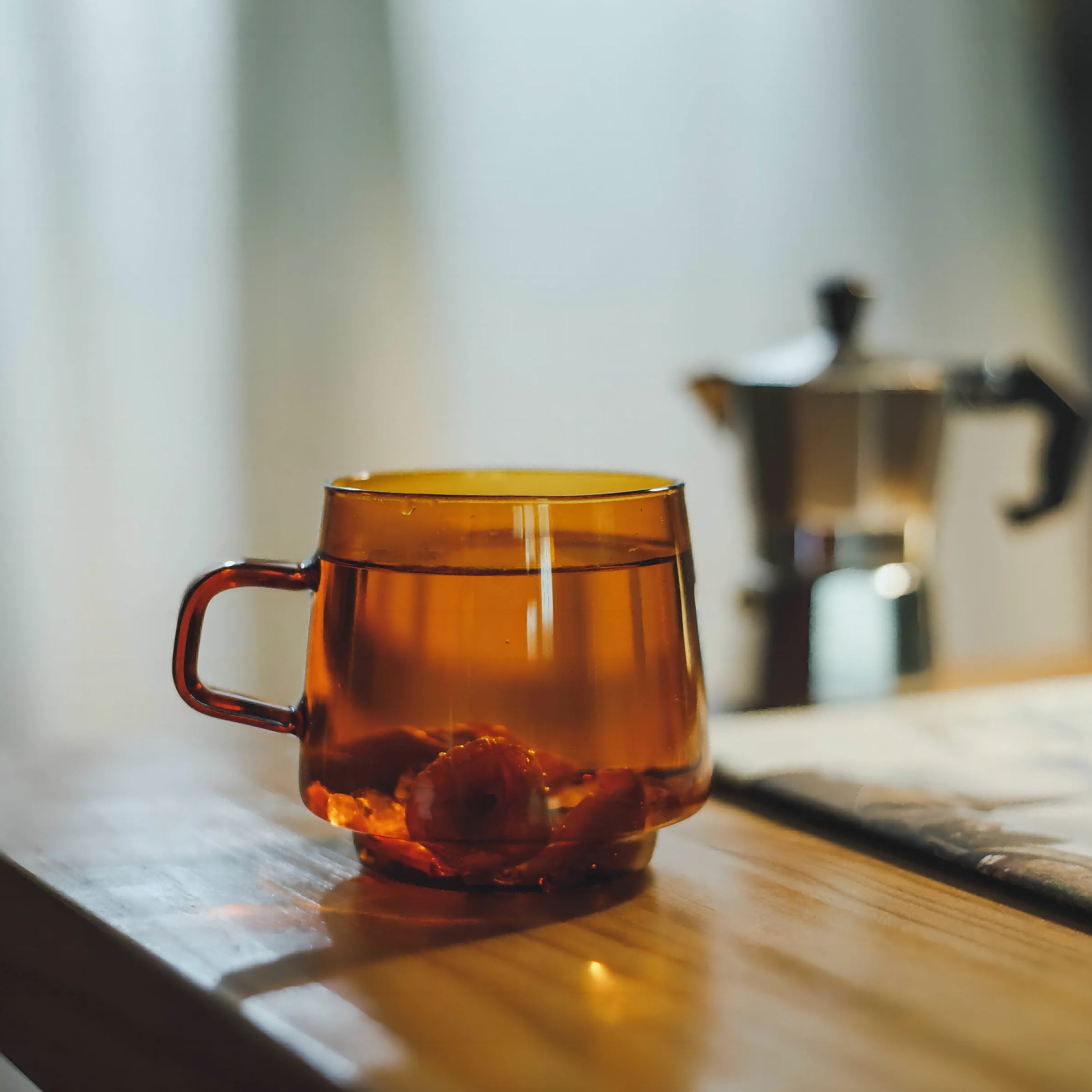 Amber Orange Glass Mug 340ml