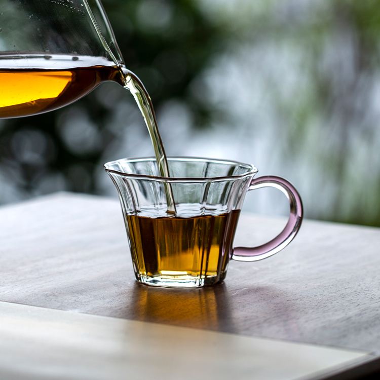 Small Glass Mug with Colored Handle