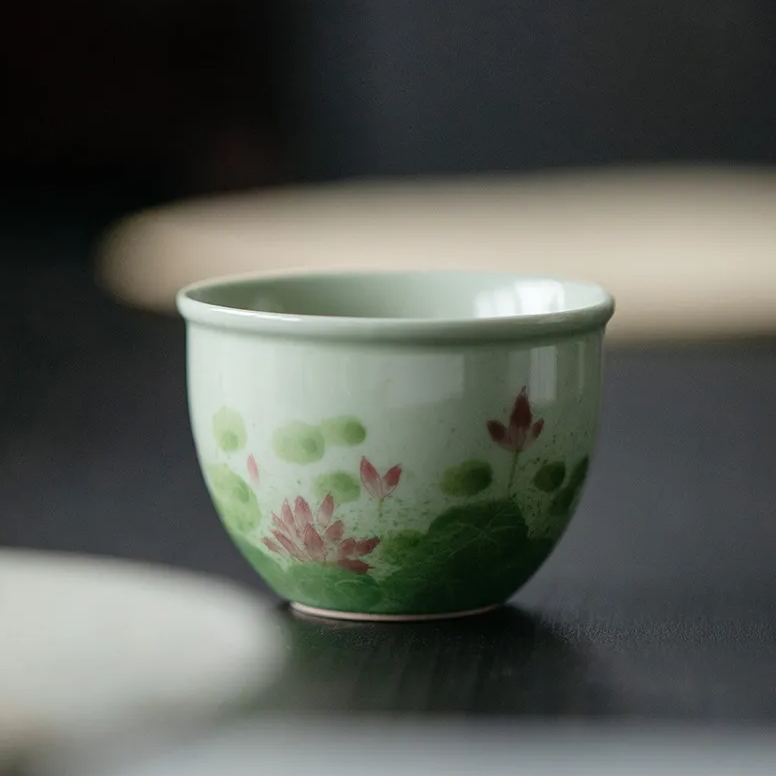 Lotus Tea Cup, Handmade Porcelain Kung Fu Tea Cup 70ml