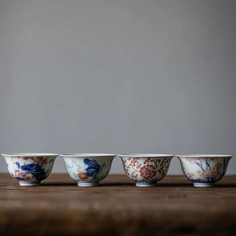 Traditional Chinese Style Tea Cup, 4 Patterns Available, Kung Fu Tea Cups Set 120ml