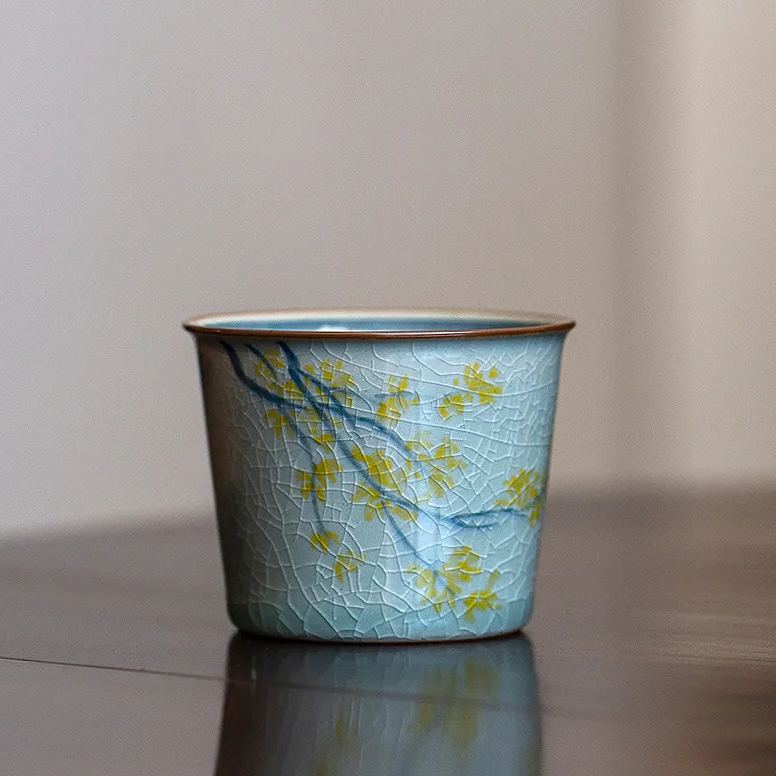 Maple Patttern Ceramic Kung Fu Tea Cup 120ml