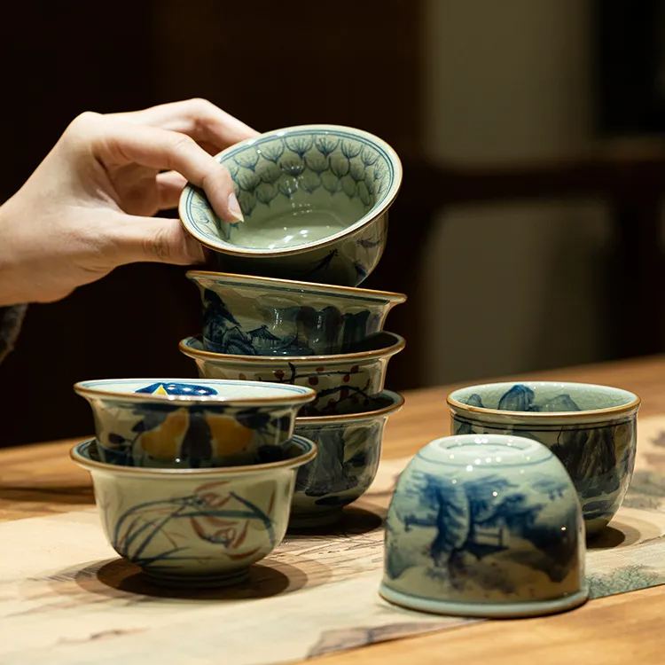 Blue and White Tea Cup Classic Style, 5 Patterns Available, Chinese Kung Fu Tea Cup 120ml