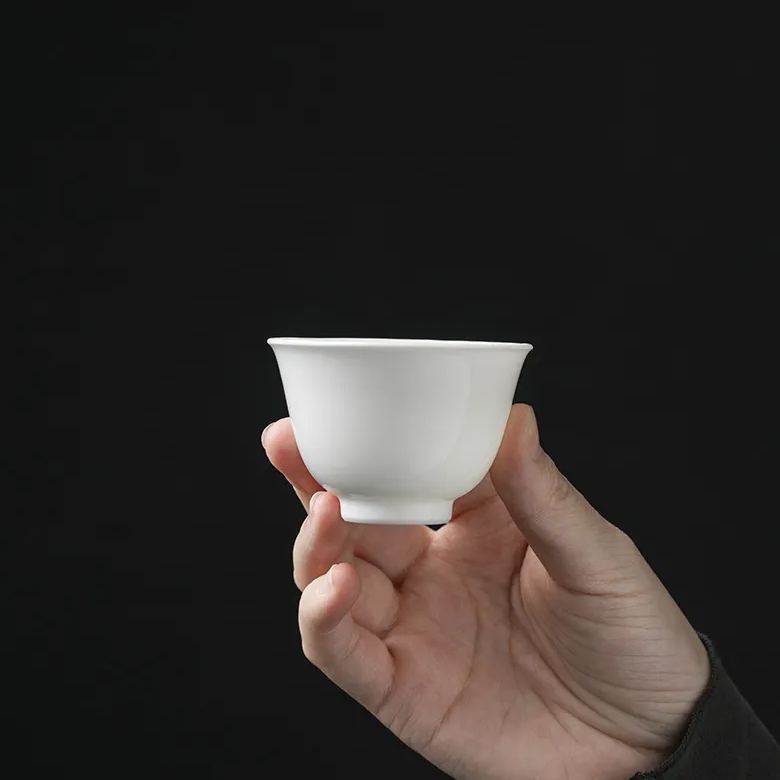 Simple Pure White Tea Cup*4pcs, ChineseGongfu Tea Cups Set 50ml