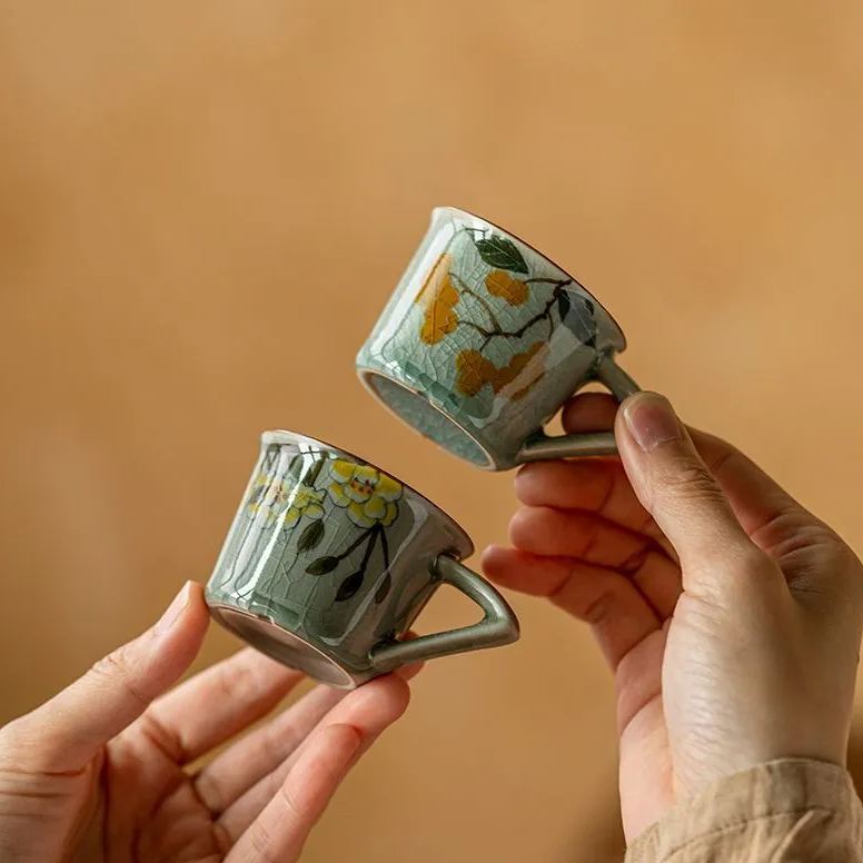 Flower Pattern Expresso Cup Porcelain Tea Cup 60ml