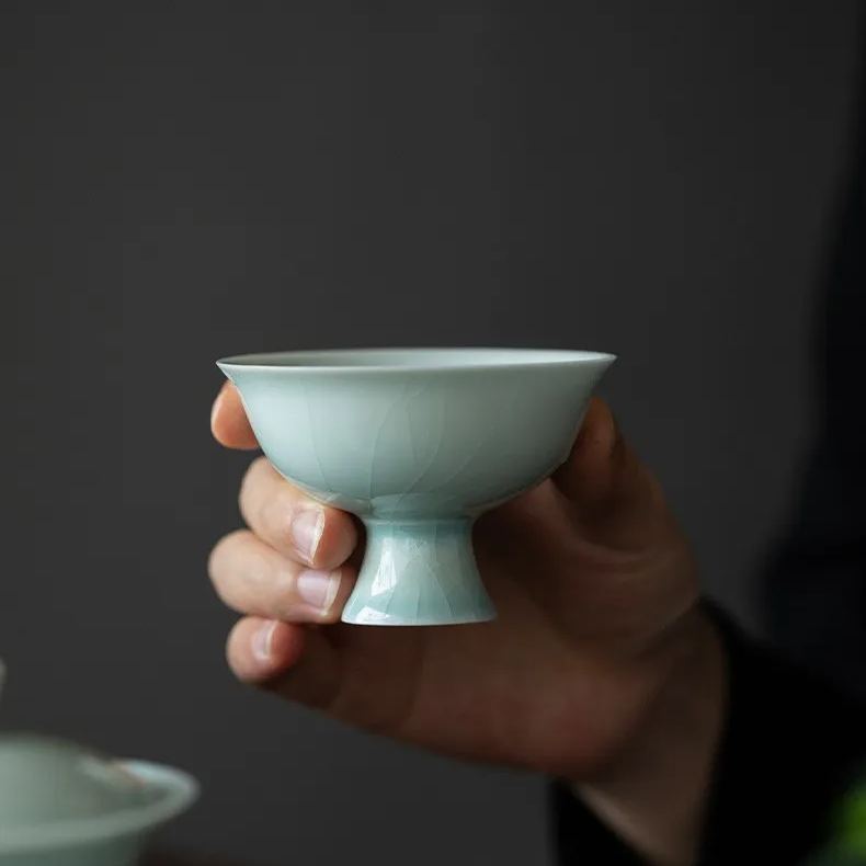 Minimal Style Tea Cup 60ml, Lake Cyan/Lime White Chinese Porcelain