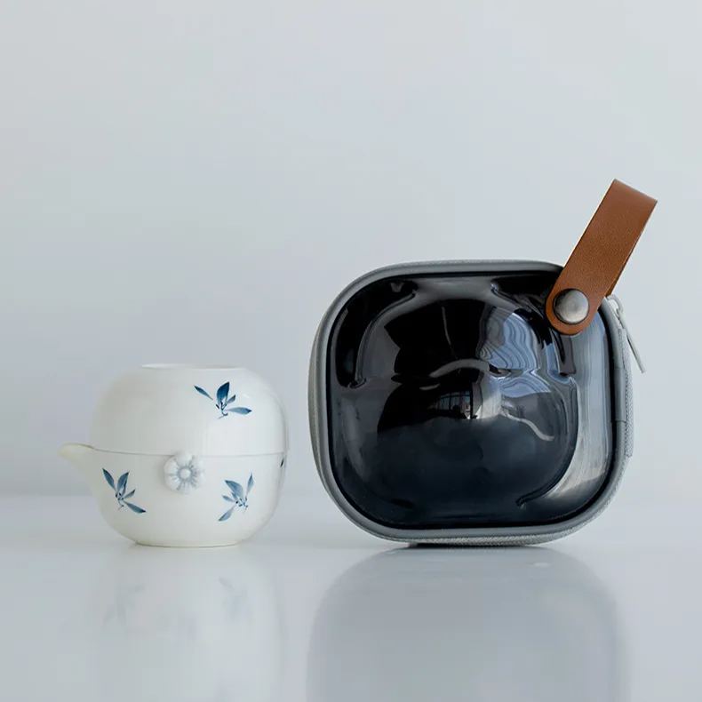 Japanese Style Travel Tea Set, 1 Glass Teapot+1 Ceramic Cup