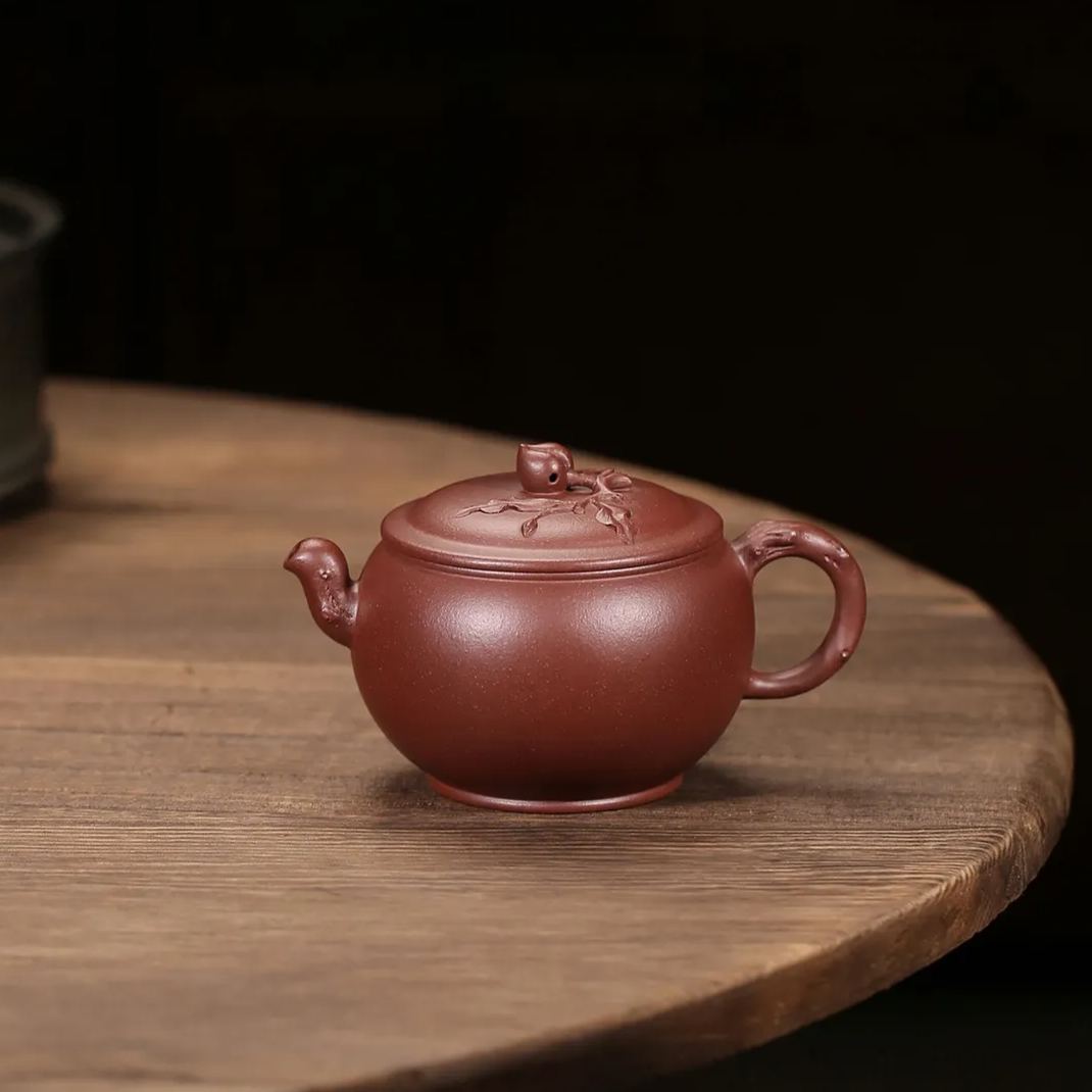 the "Blessed Peach", Yixing Purple Clay (Zisha) Teapot 200ml, Handmade Kung Fu Teapot