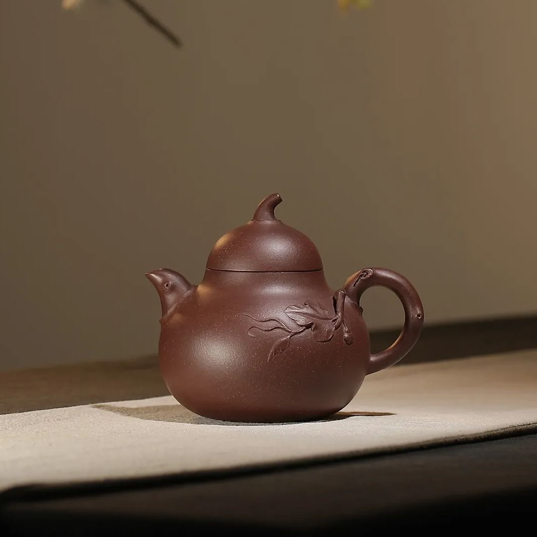 the "Fu Lu ", Yixing Purple Clay (Zisha) Teapot, Handmade Kung Fu Teapot 200ml