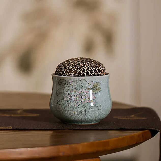 Begonia Incense Burner with Brass Cover