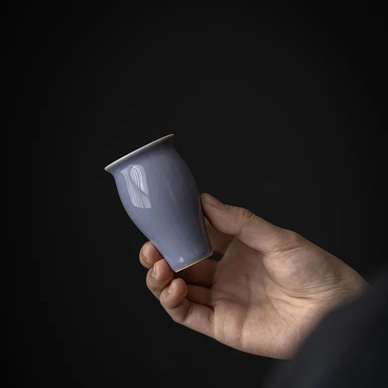 Slim Purple Tea Cups Set*4 PCS with Flower Deco