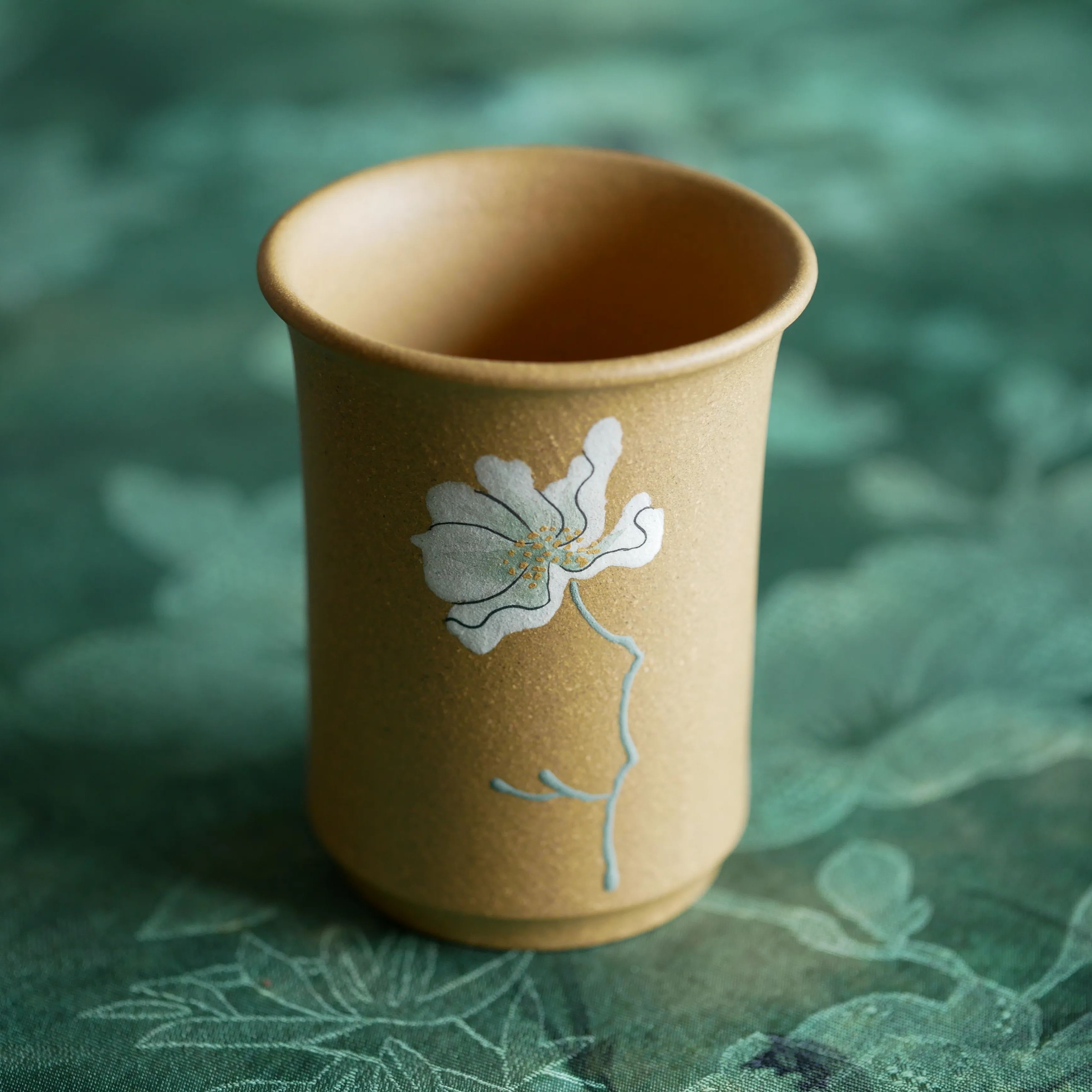 Handpaint Flower Purple Clay Tea Cup