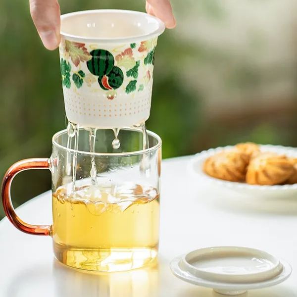 Glass Mug with Porcelain Straner 350ml