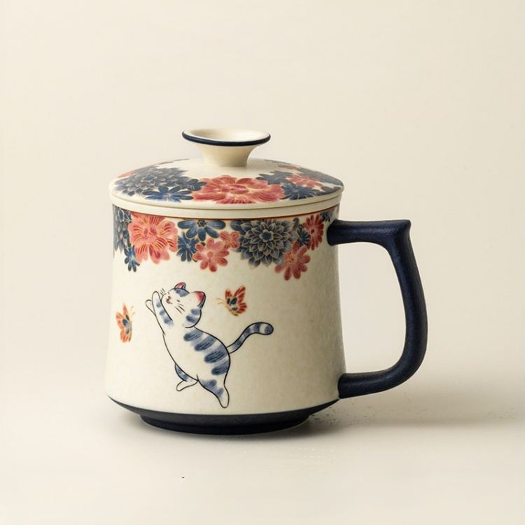 [Copy]White Cat Ceramic Mug with Strainer 320ml