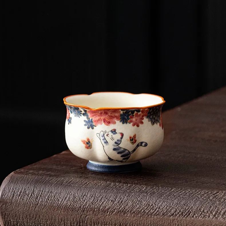 White Cat Tea Cups 5 Styles Optional