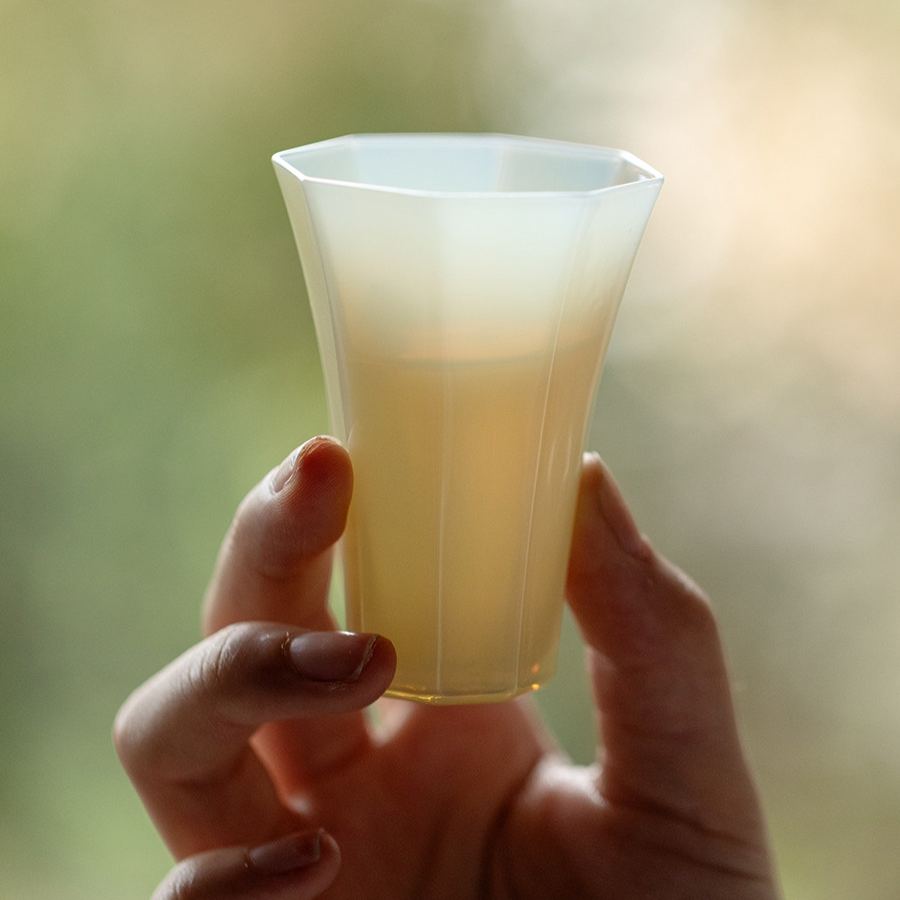 Yellow Jade Octagon Porcelain Cup 40ml