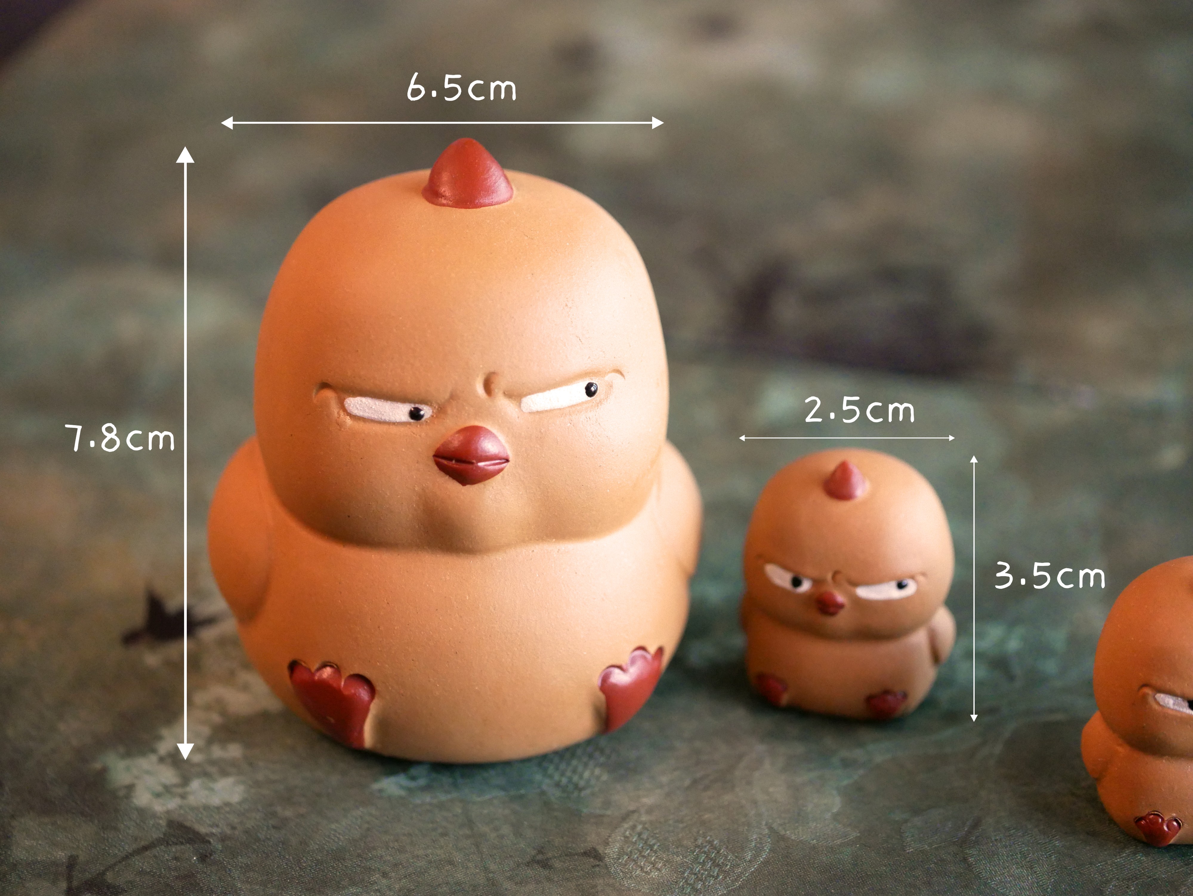 Badass TChicken Family Figurine, Chinese Tea Pet Made of Yixing