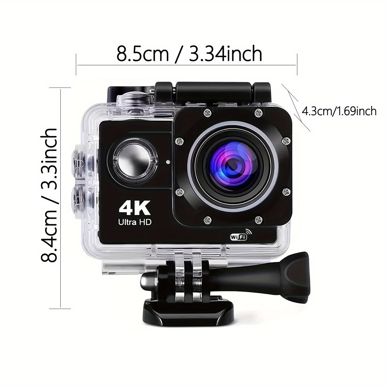 Κάμερα δράσης 4K με κάρτα μνήμης 32GB, προεγγεγραμμένη κάμερα WiFi, κάμερα δράσης με τηλεχειριστήριο 170° και κιτ στήριξης κράνους, κατάλληλη για αρχάριους για λήψη φωτογραφιών και εγγραφή βίντεο, δώρο Χριστουγέννων, διακοπών και Πρωτοχρονιάς.