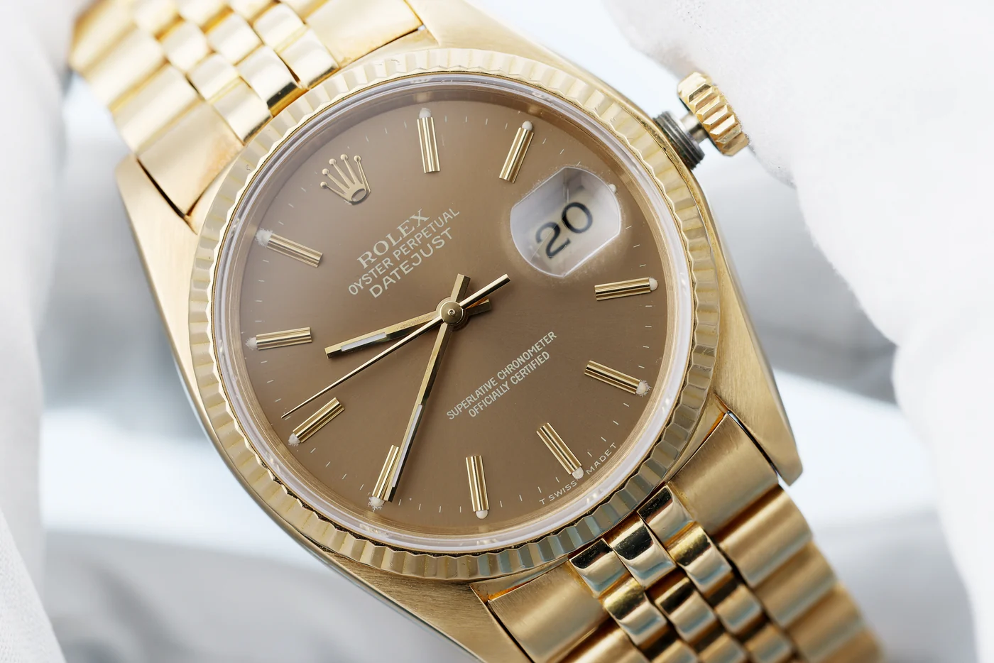 Rolex Datejust | Ref. 16018 | Quadrante champagne bronzo “Ghost” | Oro giallo 18K | 1979