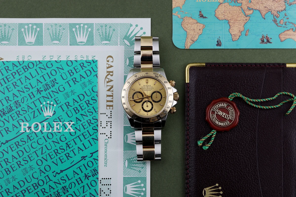 Rolex Daytona Zenith | REF. 16523 | Quadrante dorato | Scatola e documenti originali | 1998 | Acciaio inossidabile e oro giallo 18K
