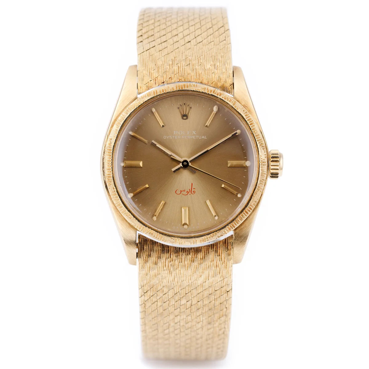 Rolex Oyster Perpetual raro – Quadrante Sultan Qaboos dell'Oman | REF. 6744 | Oro giallo 18K | 1973