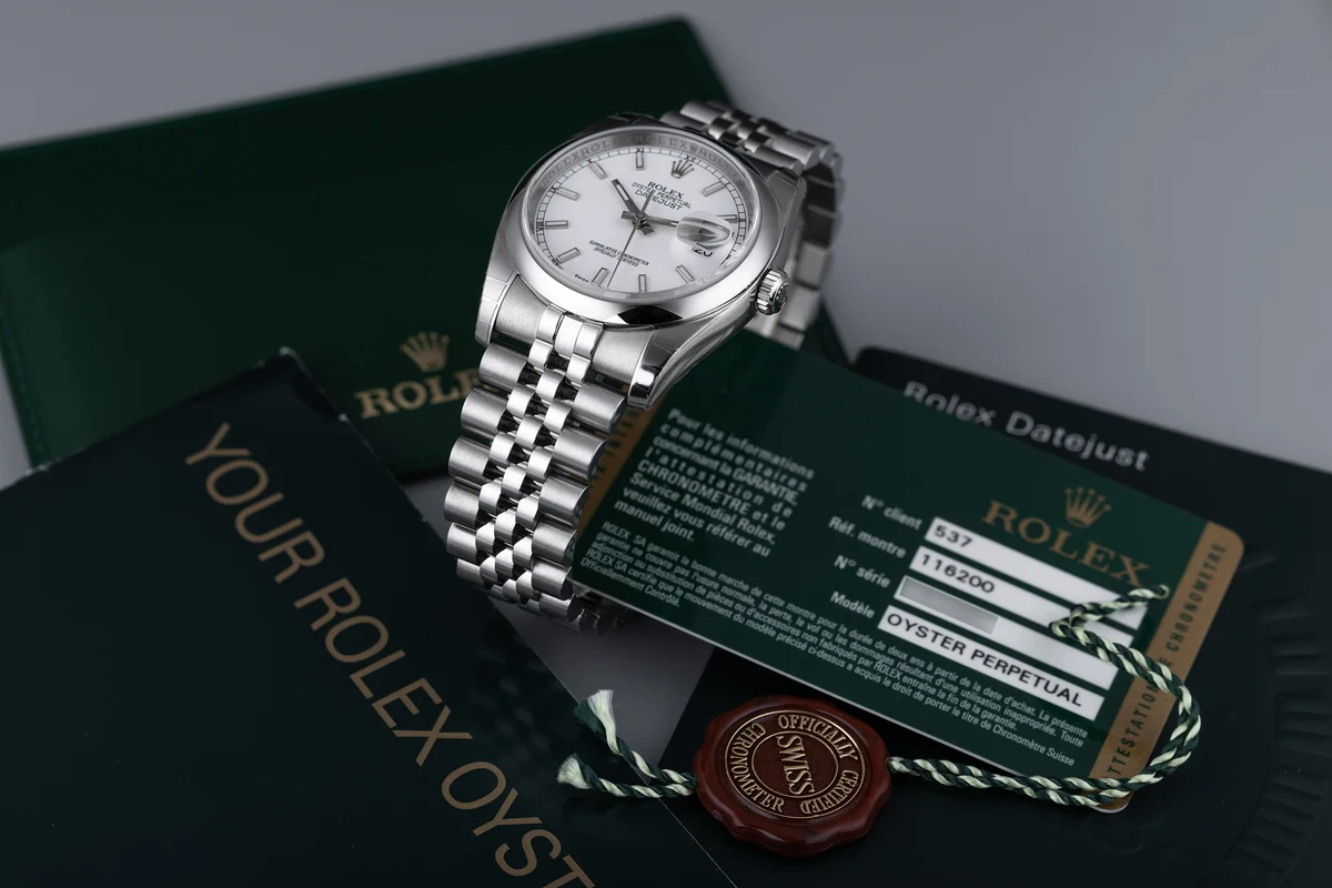 Rolex Datejust nuovo | REF. 116200 | Quadrante bianco | Scatola e documenti originali | 2010 | Acciaio inossidabile